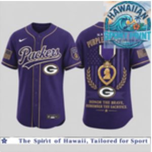 Green Bay Packers National Purple Heart Day Baseball Jersey Green Bay Packers National Purple Heart Day Baseball Jersey