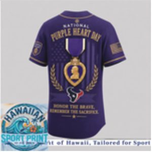 Houston Texans National Purple Heart Day Baseball Jersey