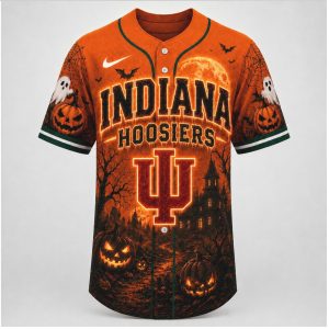 Indiana Hoosiers Mascot Halloween Never Daunted Baseball Jersey