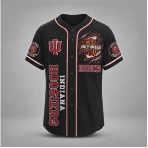 Indiana Hoosiers Motor Skull Wings Biker Style Baseball Jersey