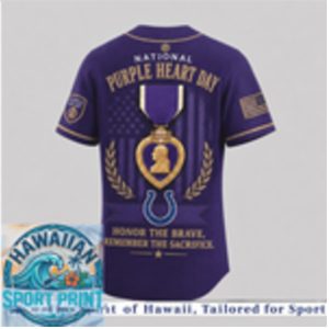 Indianapolis Colts National Purple Heart Day Honor The Brave Baseball Jersey