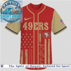 San Francisco 49ers Teacher American Flag Heartbeat Baseball Jersey