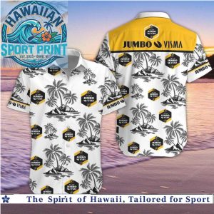 Jumbo Visma Cycling Team Tropical Palm Trees Aloha Shirt