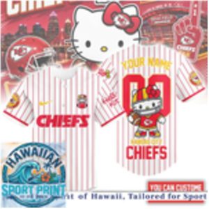 Kansas City Chiefs Hello Kitty Custom Name Baseball Jersey