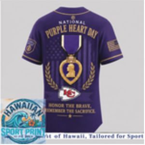 Kansas City Chiefs National Purple Heart Day Baseball Jersey