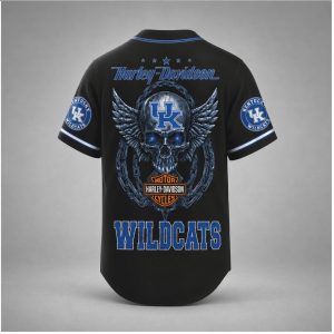 Kentucky Wildcats Biker Skull Wings Motorcycle Style Baseball Jersey