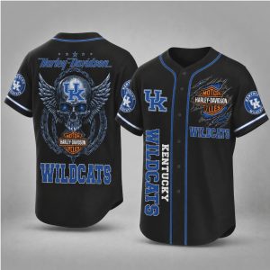 Kentucky Wildcats Biker Skull Wings Motorcycle Style Baseball Jersey