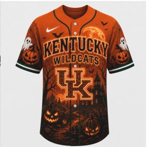 Kentucky Wildcats Mascot Spooky Halloween Go Big Blue Baseball Jersey Kentucky Wildcats Mascot Spooky Halloween Go Big Blue Baseball Jersey