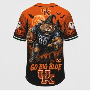 Kentucky Wildcats Mascot Spooky Halloween Go Big Blue Baseball Jersey