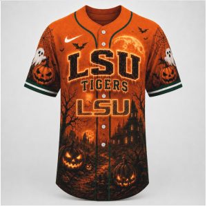 LSU Tigers Mascot Spooky Halloween Geaux Tigers Baseball Jersey