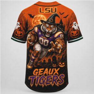 LSU Tigers Mascot Spooky Halloween Geaux Tigers Baseball Jersey