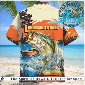 Largemouth Bass Fishing Sunset Dock Lake Hawaiian Shirt
