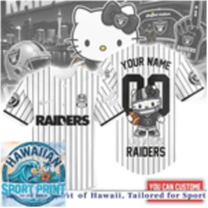 Las Vegas Raiders Hello Kitty Custom Name Baseball Jersey