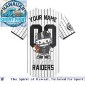 Las Vegas Raiders Hello Kitty Custom Name Baseball Jersey