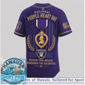 Las Vegas Raiders National Purple Heart Day Honor The Brave Baseball Jersey