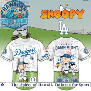 Los Angeles Dodgers Snoopy Charlie Brown Baseball Jersey