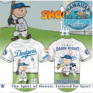 Los Angeles Dodgers Snoopy Charlie Brown Baseball Jersey