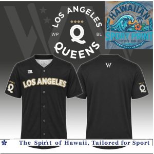 Los Angeles Queens Gold Crest Black Baseball Jersey