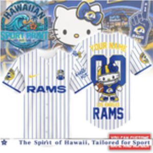 Los Angeles Rams Hello Kitty Football Cute Mascot Baseball Jersey