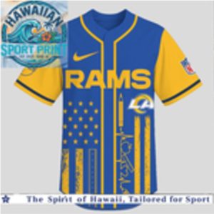 Los Angeles Rams Teacher Flag Heartbeat Custom Baseball Jersey