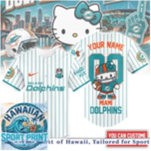 Miami Dolphins Hello Kitty Custom Name Baseball Jersey