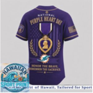 Miami Dolphins National Purple Heart Day Baseball Jersey