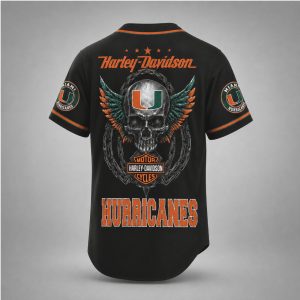 Miami Hurricanes Biker Skull Wings Motorcycle Style Baseball Jersey