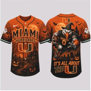 Miami Hurricanes Mascot Halloween All About The U Baseball Jersey