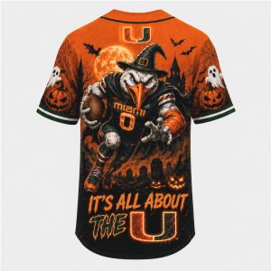 Miami Hurricanes Mascot Halloween All About The U Baseball Jersey