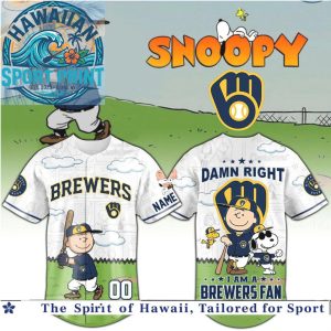 Milwaukee Brewers Snoopy Peanuts Baseball Fan Jersey