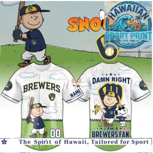 Milwaukee Brewers Snoopy Peanuts Baseball Fan Jersey