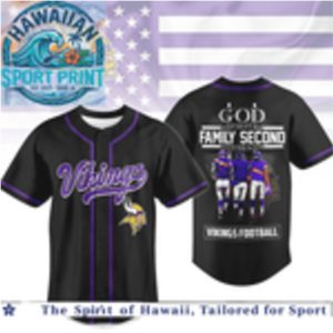 Minnesota Football God First Family Second Baseball Jersey