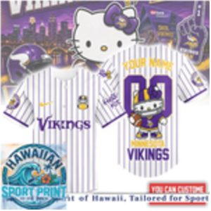 Minnesota Vikings Hello Kitty Football Cute Mascot Baseball Jersey