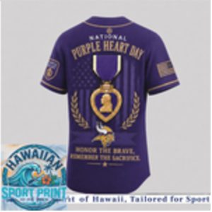 Minnesota Vikings National Purple Heart Day Honor The Brave Baseball Jersey