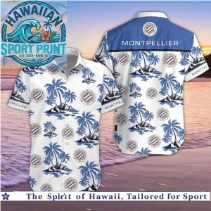 Montpellier Football Club Palm Tree Beach Button Down Shirt