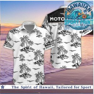 Moto Guzzi Logo Palm Trees Tropical Beach Hawaiian Shirt