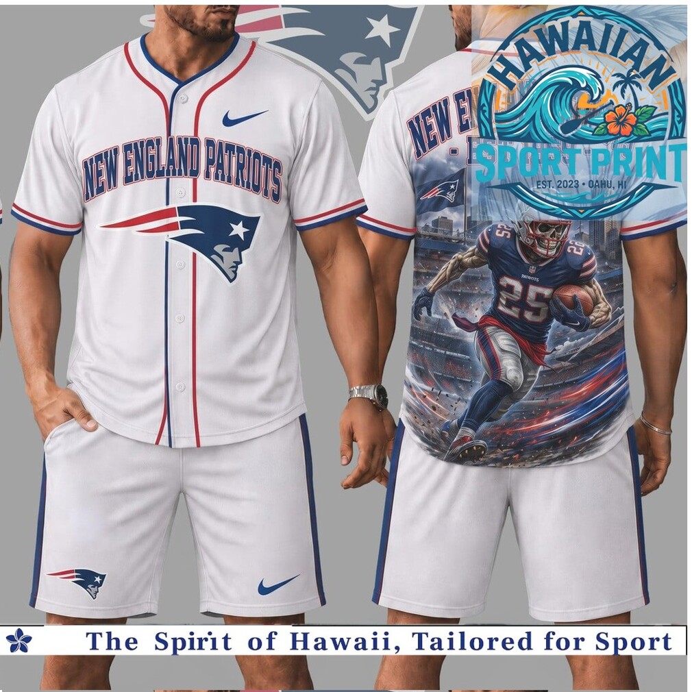 New England Patriots Football Skull Graphic Baseball Jersey New England Patriots Football Skull Graphic Baseball Jersey