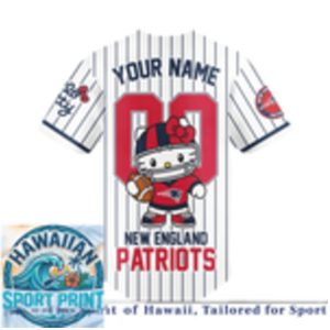 New England Patriots Hello Kitty Custom Name Baseball Jersey