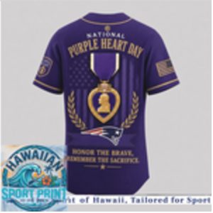 New England Patriots National Purple Heart Day Baseball Jersey