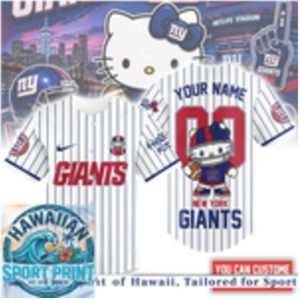 New York Giants Hello Kitty Custom Name Baseball Jersey