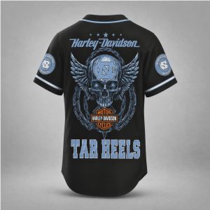 North Carolina Tar Heels Biker Skull Wings Motorcycle Style Baseball Jersey