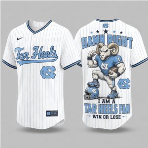 North Carolina Tar Heels Ram Mascot Damn Right Fan Baseball Jersey