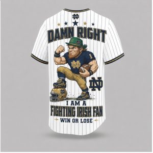 Notre Dame Fighting Irish Leprechaun Damn Right Baseball Jersey