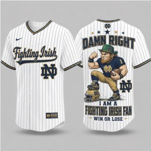 Notre Dame Fighting Irish Leprechaun Damn Right Baseball Jersey