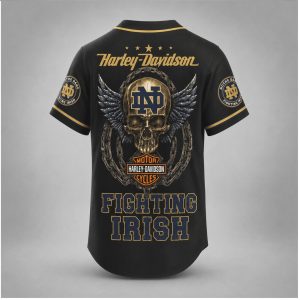 Notre Dame Fighting Irish Motor Skull Wings Biker Baseball Jersey