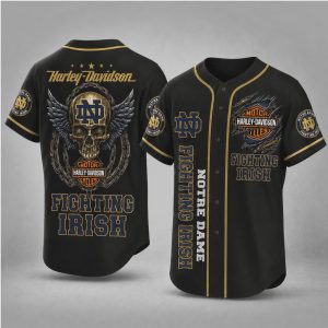 Notre Dame Fighting Irish Motor Skull Wings Biker Baseball Jersey