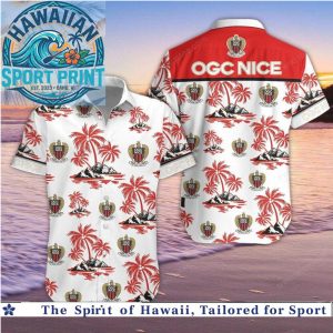 OGC Nice Soccer Team Tropical Palm Trees Hawaiian Shirt