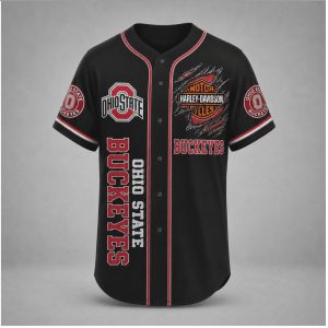 Ohio State Buckeyes Biker Skull Wings Motorcycle Style Baseball Jersey