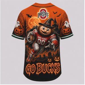 Ohio State Buckeyes Mascot Spooky Halloween Baseball Jersey