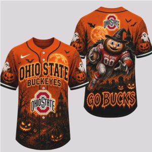 Ohio State Buckeyes Mascot Spooky Halloween Baseball Jersey